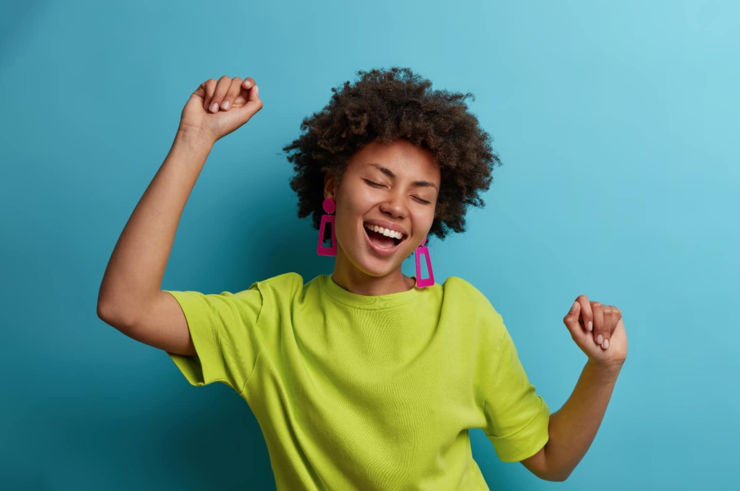 afro hair transplant happy woman with afro hair