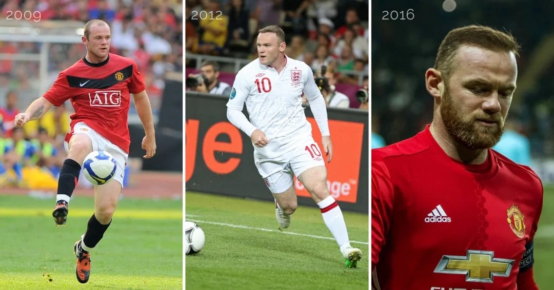 Wayne Rooney's hair transformation throughout the years from 2009 to 2016
